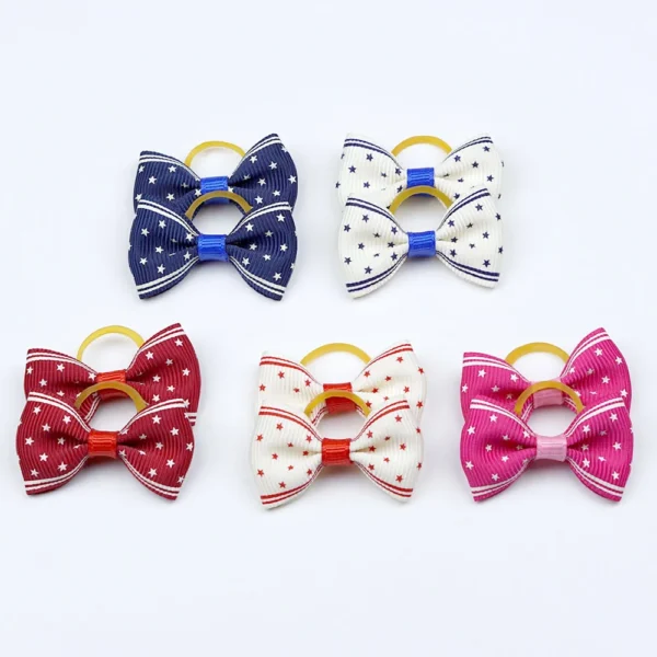 Small Dog Ribbon Bow Elastic - Hair Accessories for Dog Cat Hair Bow, 5 Pairs - Image 6