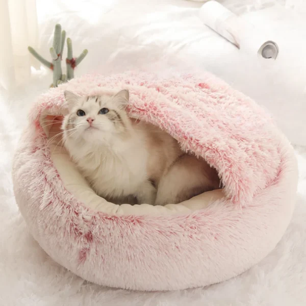 Cat Cushion Semi Enclosed - Pet Sleep Bags Soft Plush 2 in 1 - Image 3