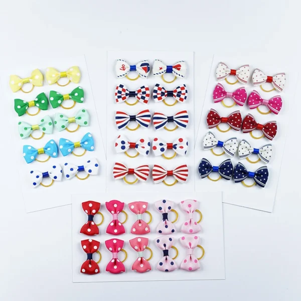 Small Dog Ribbon Bow Elastic - Hair Accessories for Dog Cat Hair Bow, 5 Pairs - Image 2