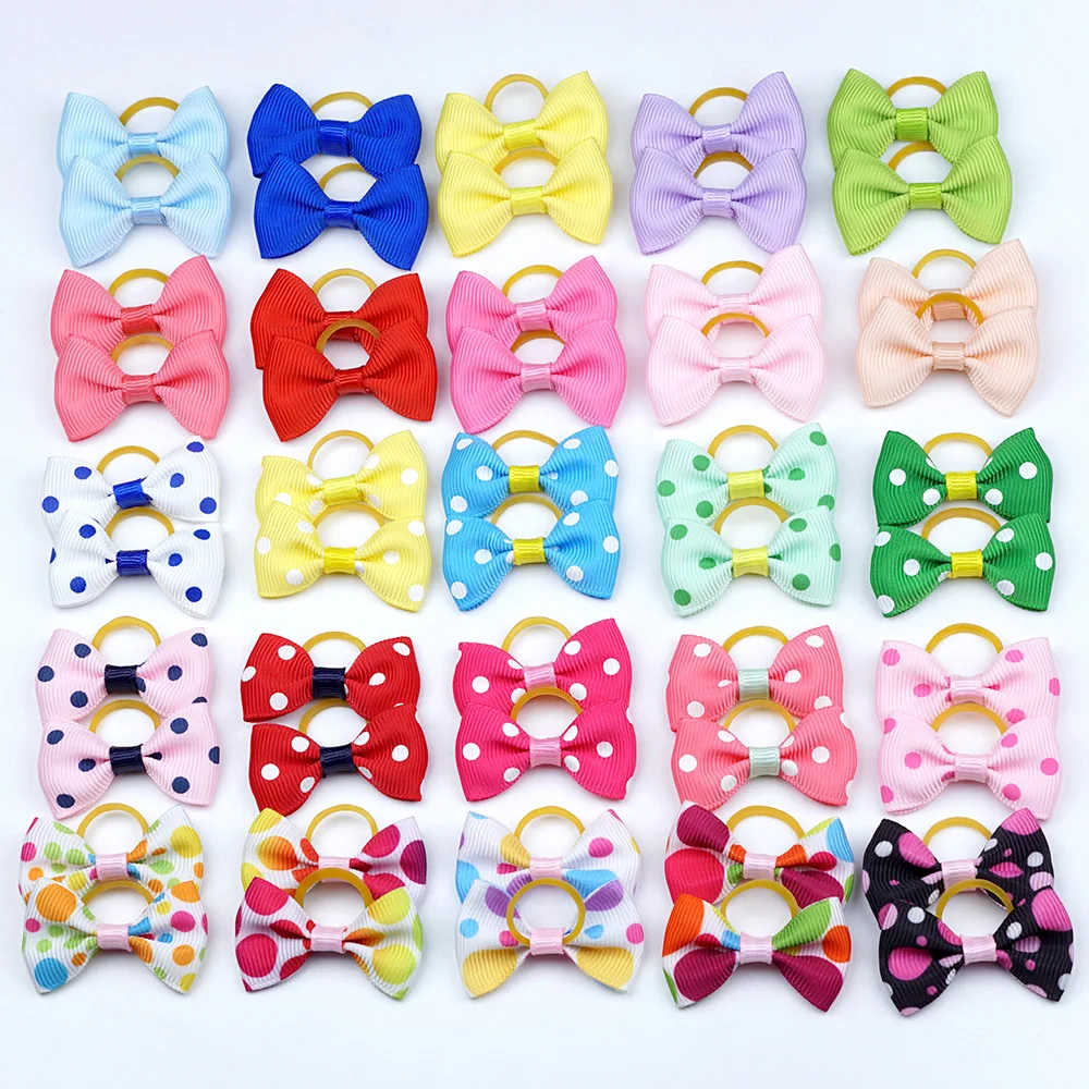 Small Dog Ribbon Bow Elastic – Hair Accessories for Dog Cat Hair Bow, 5 Pairs