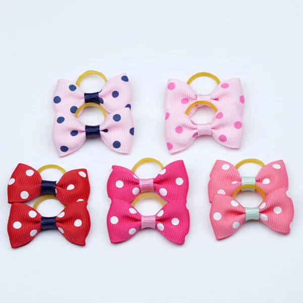 Small Dog Ribbon Bow Elastic - Hair Accessories for Dog Cat Hair Bow, 5 Pairs - Image 18