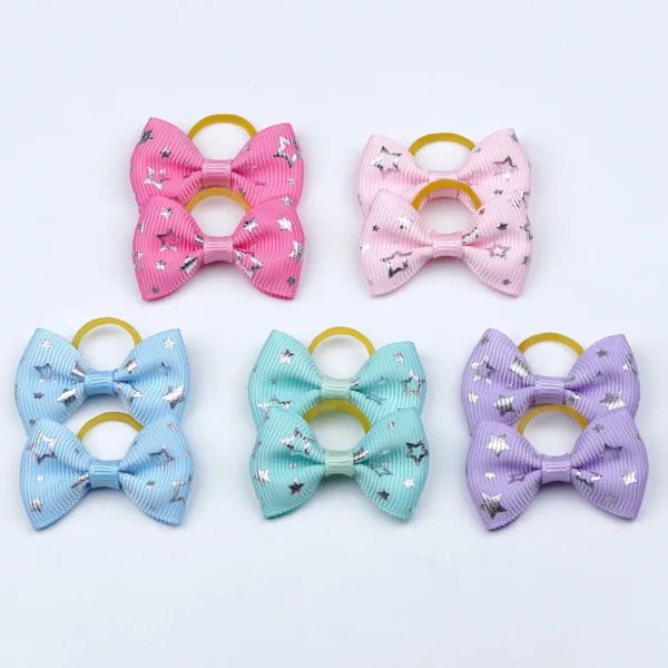 Small Dog Ribbon Bow Elastic - Hair Accessories for Dog Cat Hair Bow, 5 Pairs - Image 14