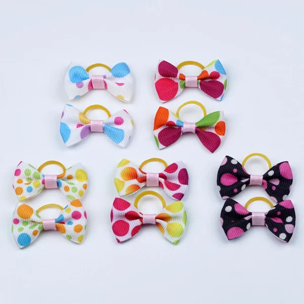 Small Dog Ribbon Bow Elastic - Hair Accessories for Dog Cat Hair Bow, 5 Pairs - Image 8