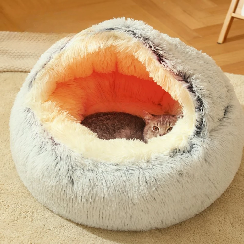 Cat Cushion Semi Enclosed – Pet Sleep Bags Soft Plush 2 in 1