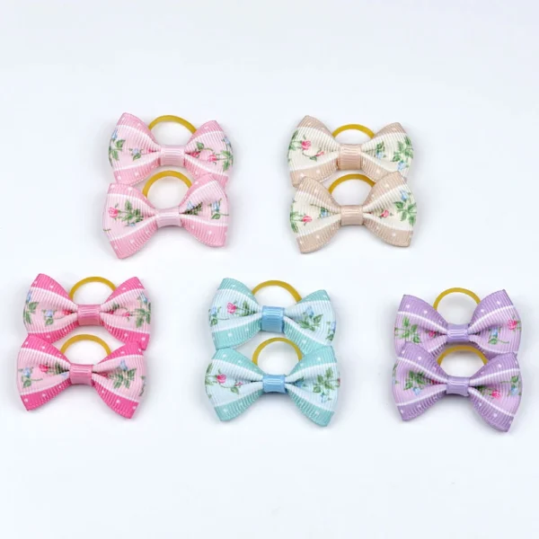 Small Dog Ribbon Bow Elastic - Hair Accessories for Dog Cat Hair Bow, 5 Pairs - Image 11