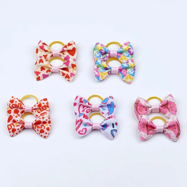 Small Dog Ribbon Bow Elastic - Hair Accessories for Dog Cat Hair Bow, 5 Pairs - Image 9