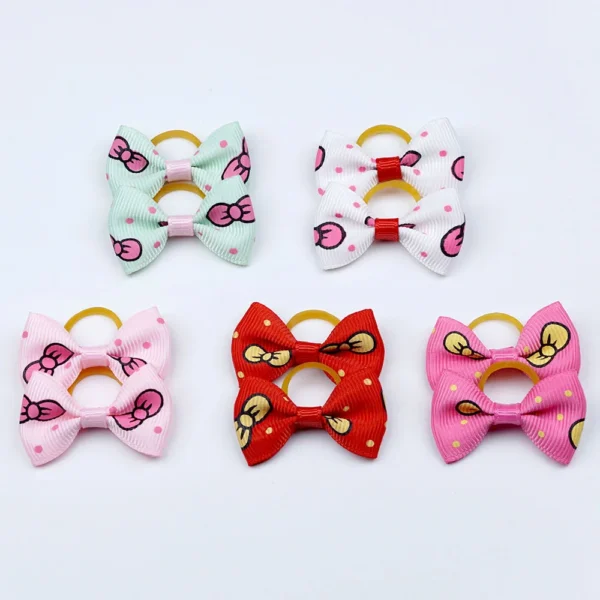 Small Dog Ribbon Bow Elastic - Hair Accessories for Dog Cat Hair Bow, 5 Pairs - Image 10