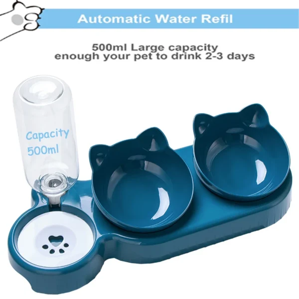 Pet Feeder - 2-in-1 Double Bowls with Automatic Drinking Bottle - Image 3