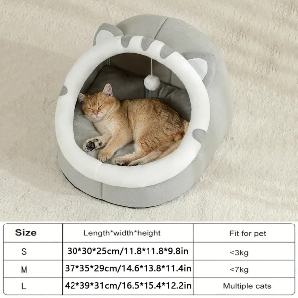 Cat Bed Warm Pet House Kitten Cave Cushion - Dog Basket Tent Small - Image 6